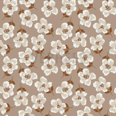 Viskose "radiance flowers" Taupe mit weißen Blüten